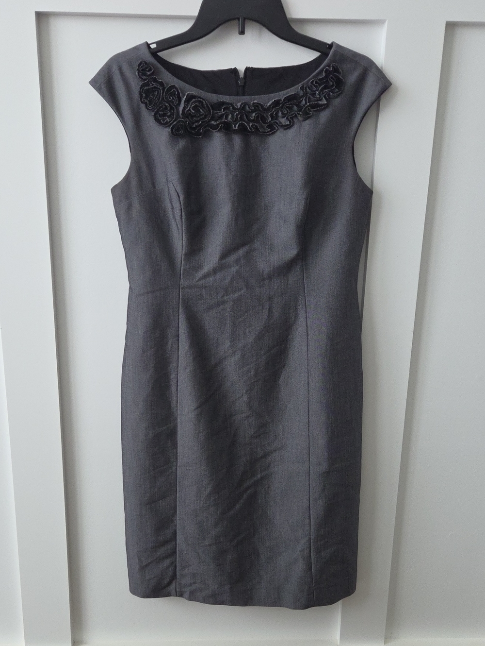 Jones New York Charcoal Gray Embellished Sheath Dress